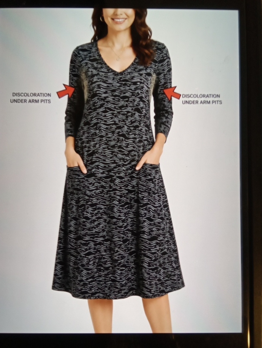 fresh produce Abstract Wave Print Cotton Pocket Made In USA coastal Dress M